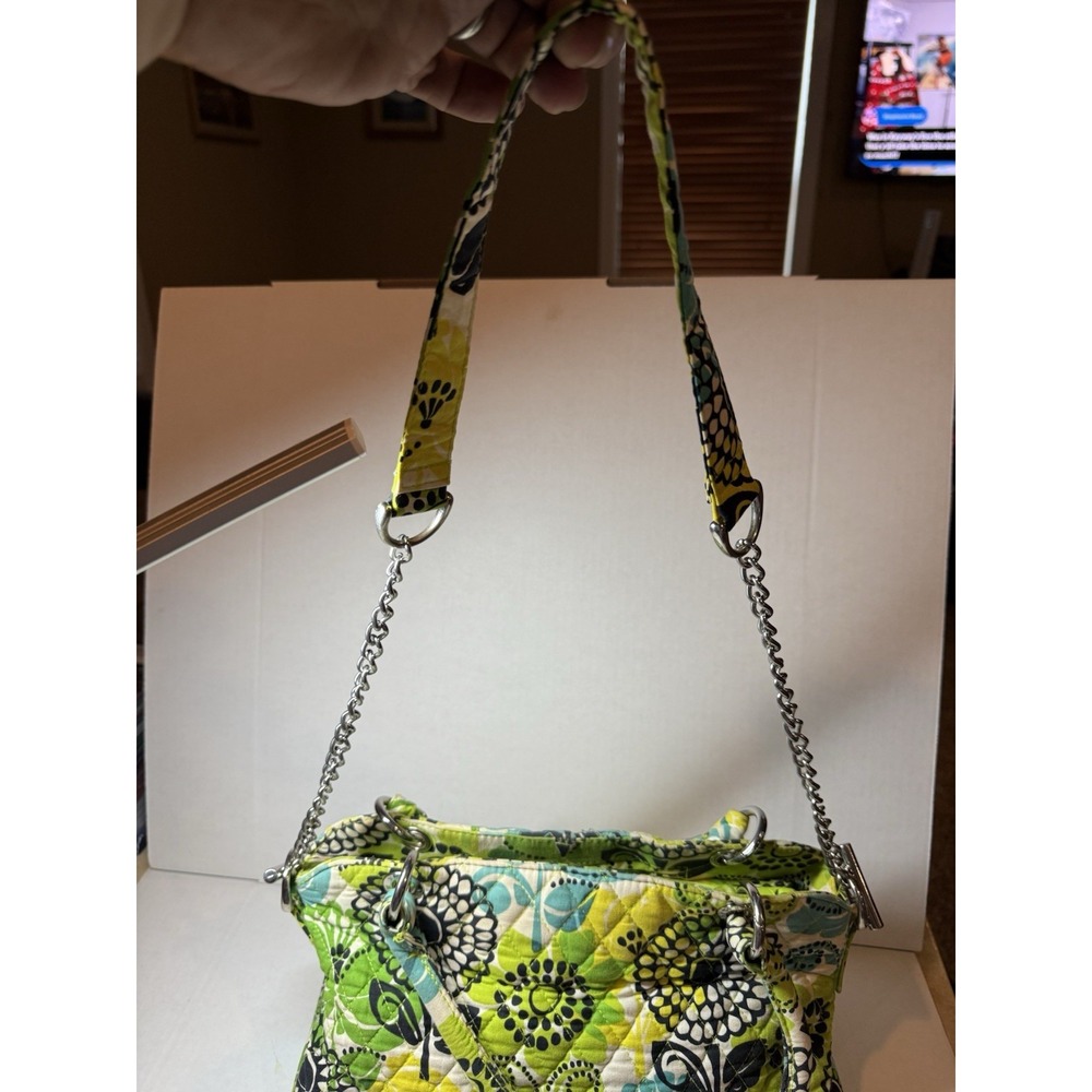 Vera Bradley Chain Shoulder Bag Purse – Lime's Up Retired‎ Print Green Floral - Picture 7 of 15